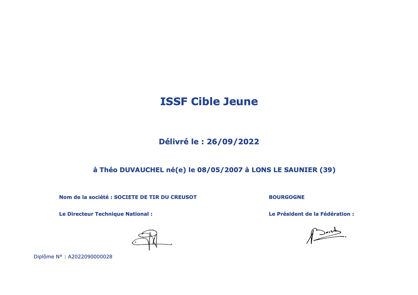 Théo Duvauchel obtient son diplôme de Jeune Arbitre
